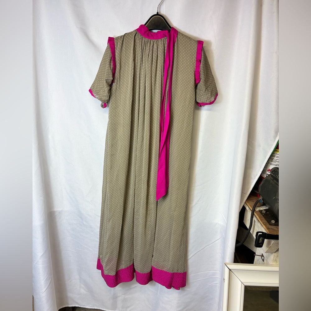 Surface Elegant Tan Taupe and Pink Women's Chiffon Dress Size Small